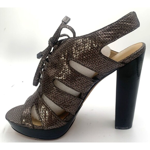 Coach Women’s Moreen Metallic Pewter Leather Y2K Vintage Heels Sandals Size 8B - Picture 8 of 13